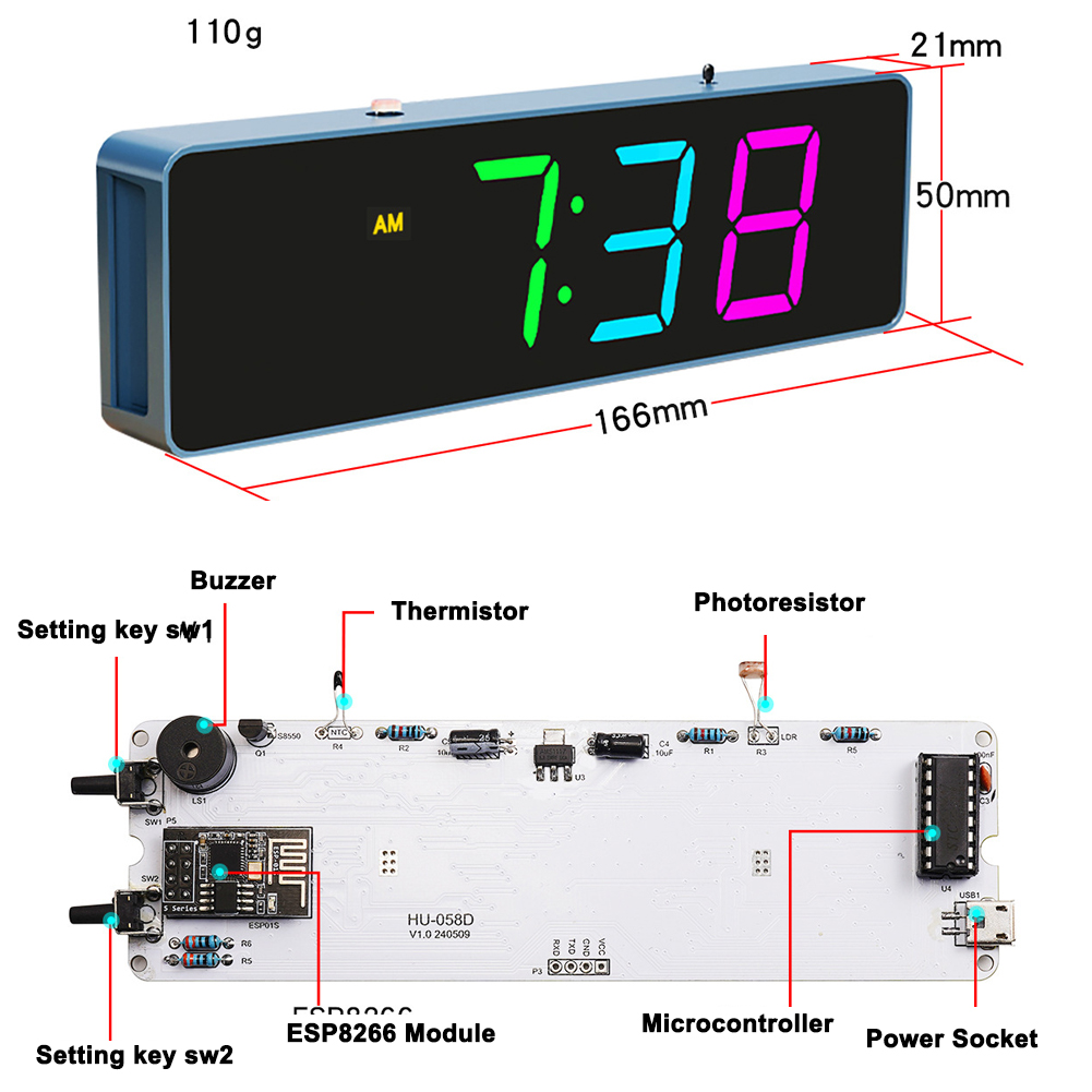 ESP8266 IoT Colorful WiFi Cloc - đánh giá và giá Smart Home Esp8266