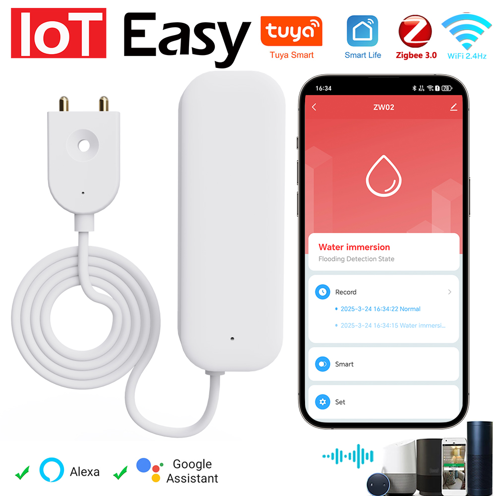 Tuya WiFi ZigBee Water Sensor  - đánh giá và giá Smart Home Iot